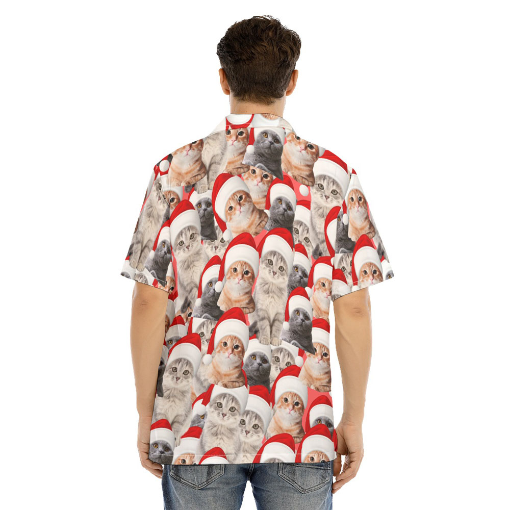 Funny Christmas Cat Men's Hawaiian Shirt
