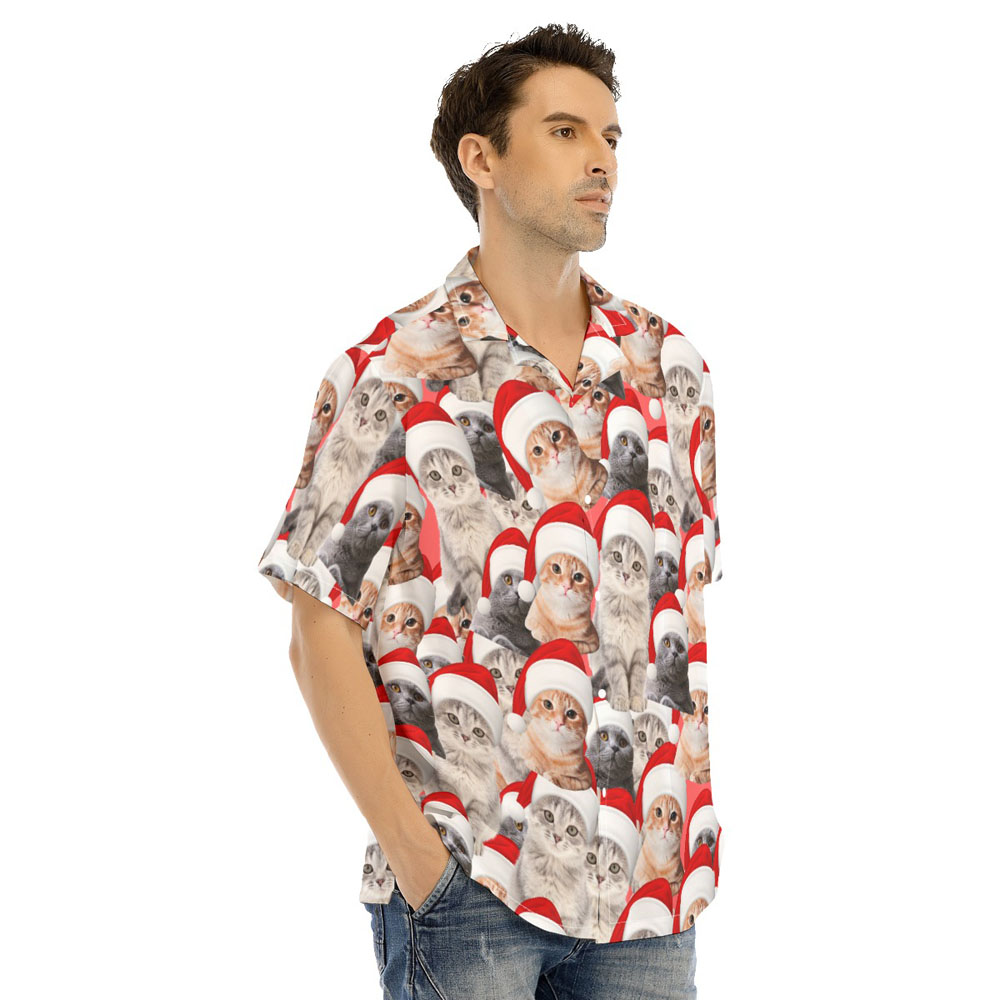 Funny Christmas Cat Men's Hawaiian Shirt