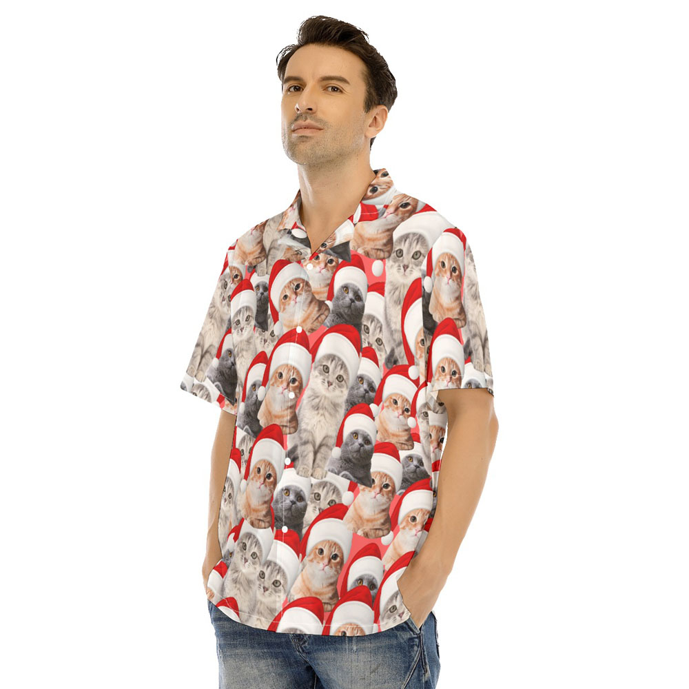 Funny Christmas Cat Men's Hawaiian Shirt