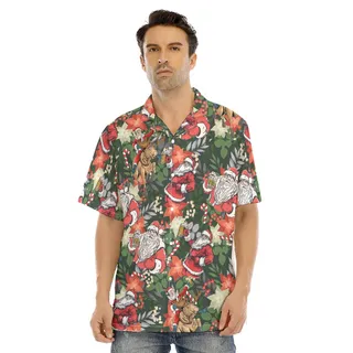Funny Christmas Santa Claus Drinking Beer Hawaiian Shirt