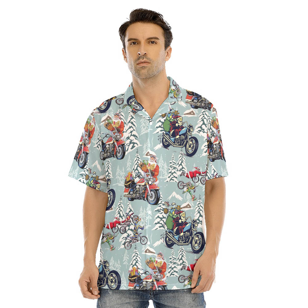 Funny Santa Claus Riding Motorcycle Christmas Hawaiian Shirt - variant image 1