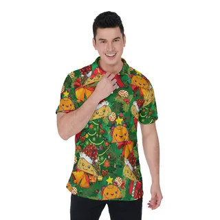 Christmas Taco Hawaiian Polo Shirt For Men