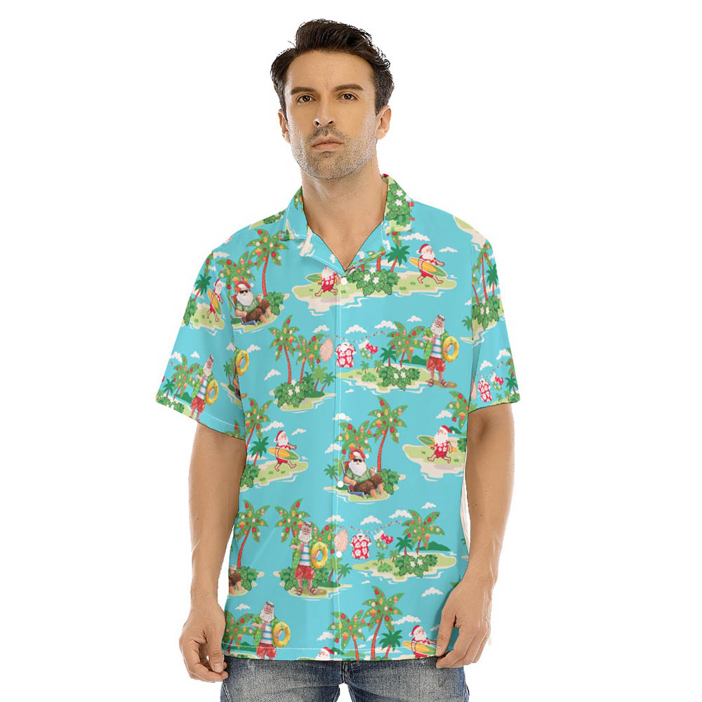 Funny Santa Surfing Summer Hawaiian Shirt - variant image 1