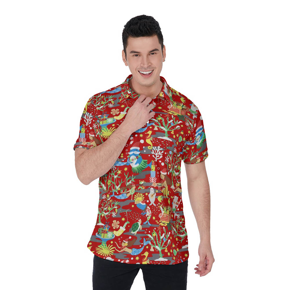 Ocean Creatures Christmas Classic Hawaiian Polo Shirt - variant image 1
