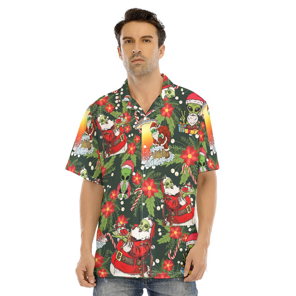 Funny Christmas Santa Alien Hawaiian Shirt - variant image 1