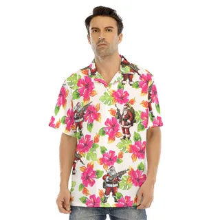 Tactical Santa Claus Christmas Hibiscus Hawaiian Shirt