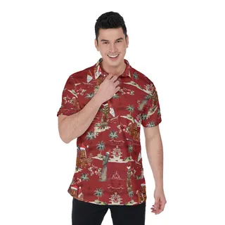 Funny Tiki Christmas Tropical Classic Hawaiian Polo Shirt For Men
