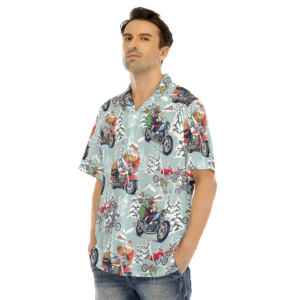 Funny Santa Claus Riding Motorcycle Christmas Hawaiian Shirt