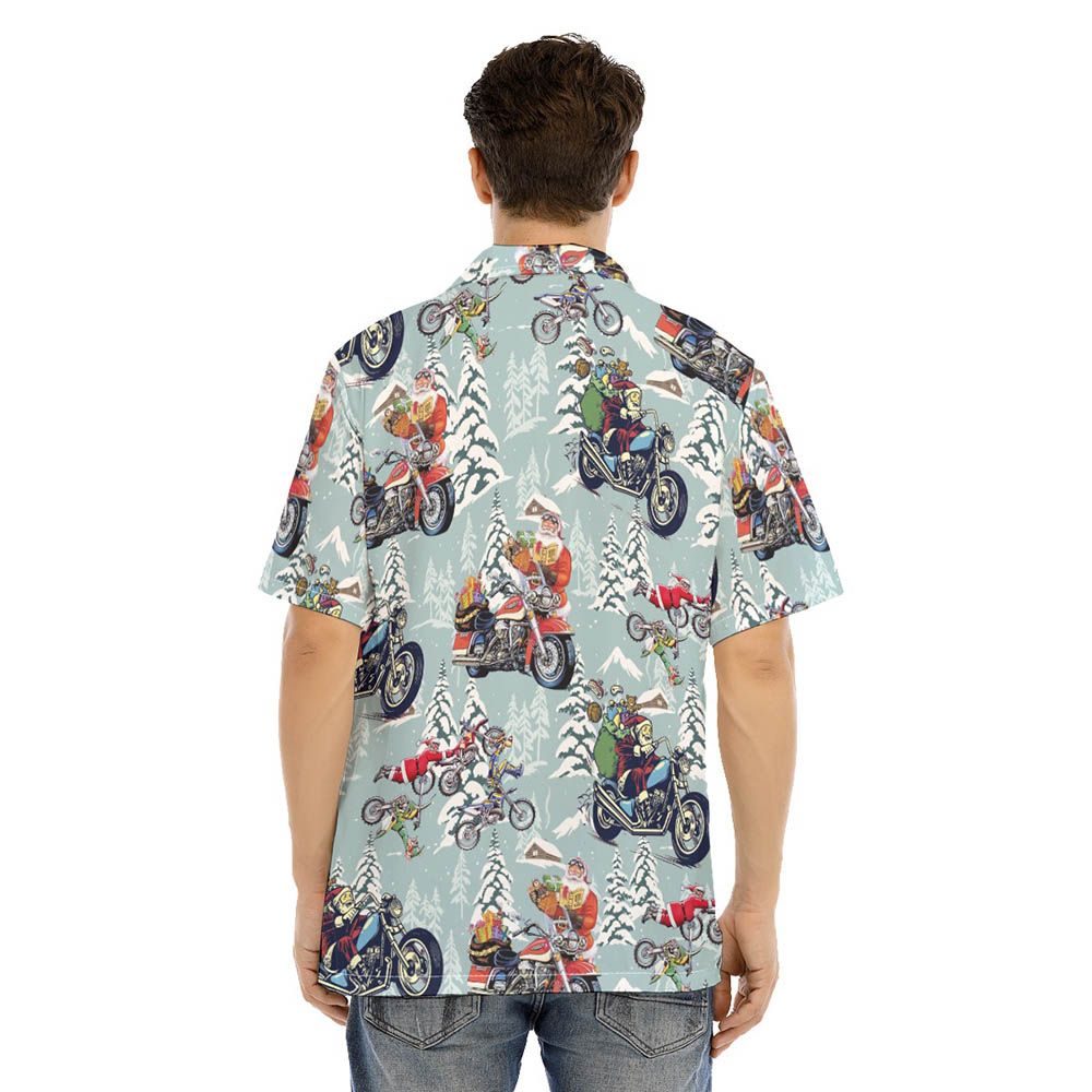 Funny Santa Claus Riding Motorcycle Christmas Hawaiian Shirt