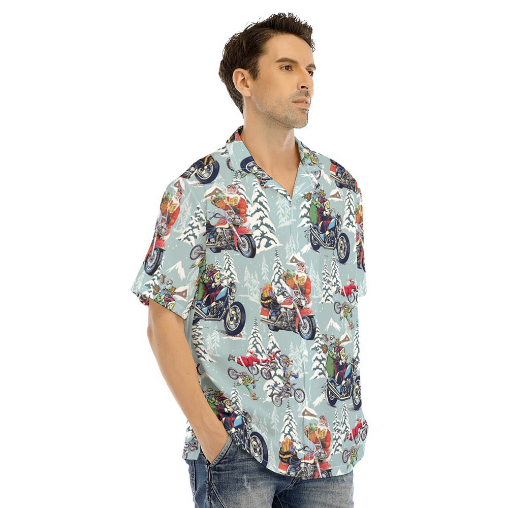 Funny Santa Claus Riding Motorcycle Christmas Hawaiian Shirt