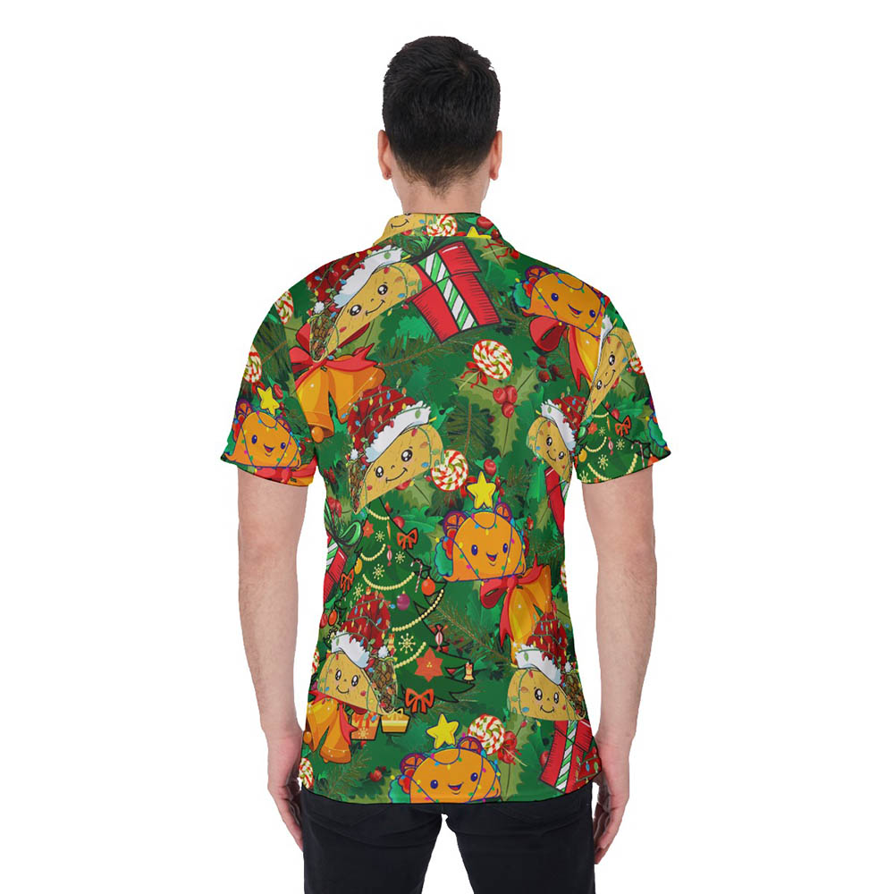 Christmas Taco Hawaiian Polo Shirt For Men