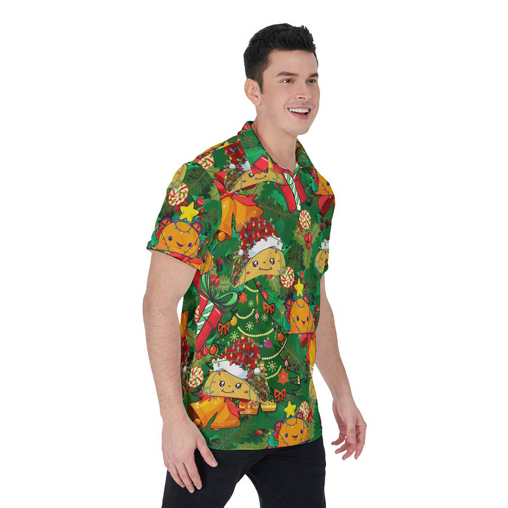 Christmas Taco Hawaiian Polo Shirt For Men