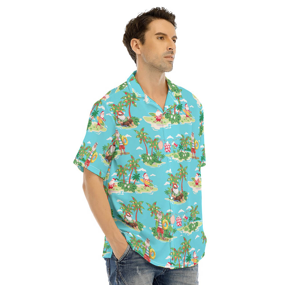 Funny Santa Surfing Summer Hawaiian Shirt
