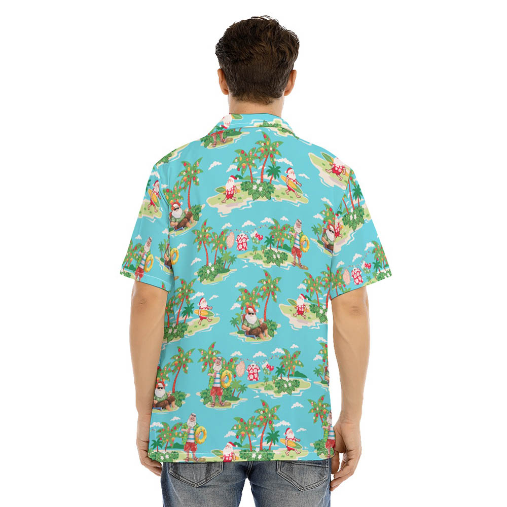 Funny Santa Surfing Summer Hawaiian Shirt