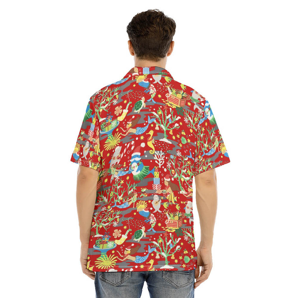 Ocean Creatures Vintage Christmas Red Hawaiian Shirt