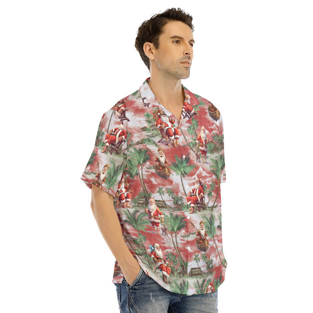 Santa Claus On The Beach Tropical Classic Men's Hawaiian Shirt
