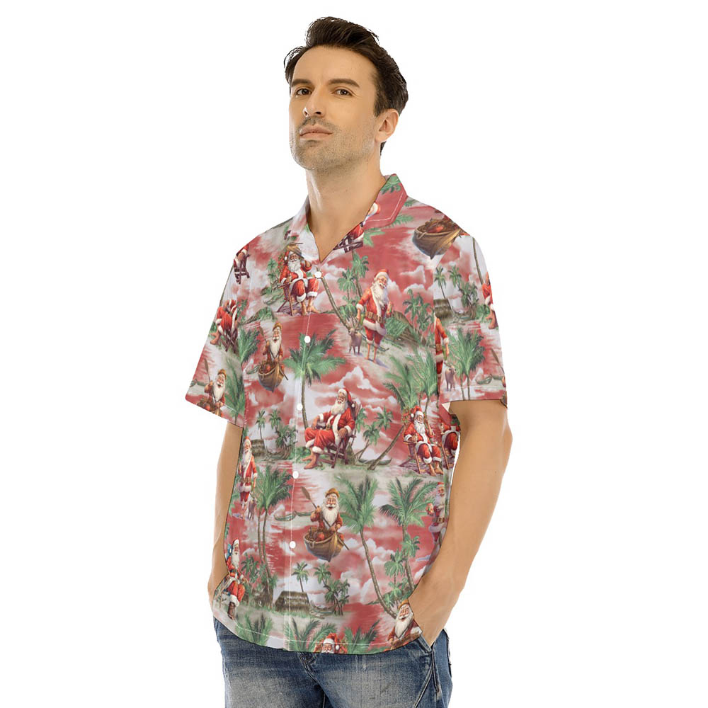 Santa Claus On The Beach Tropical Classic Men's Hawaiian Shirt
