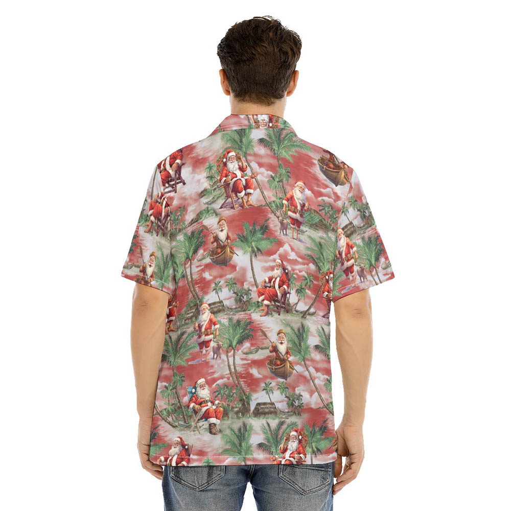 Santa Claus On The Beach Tropical Classic Men's Hawaiian Shirt