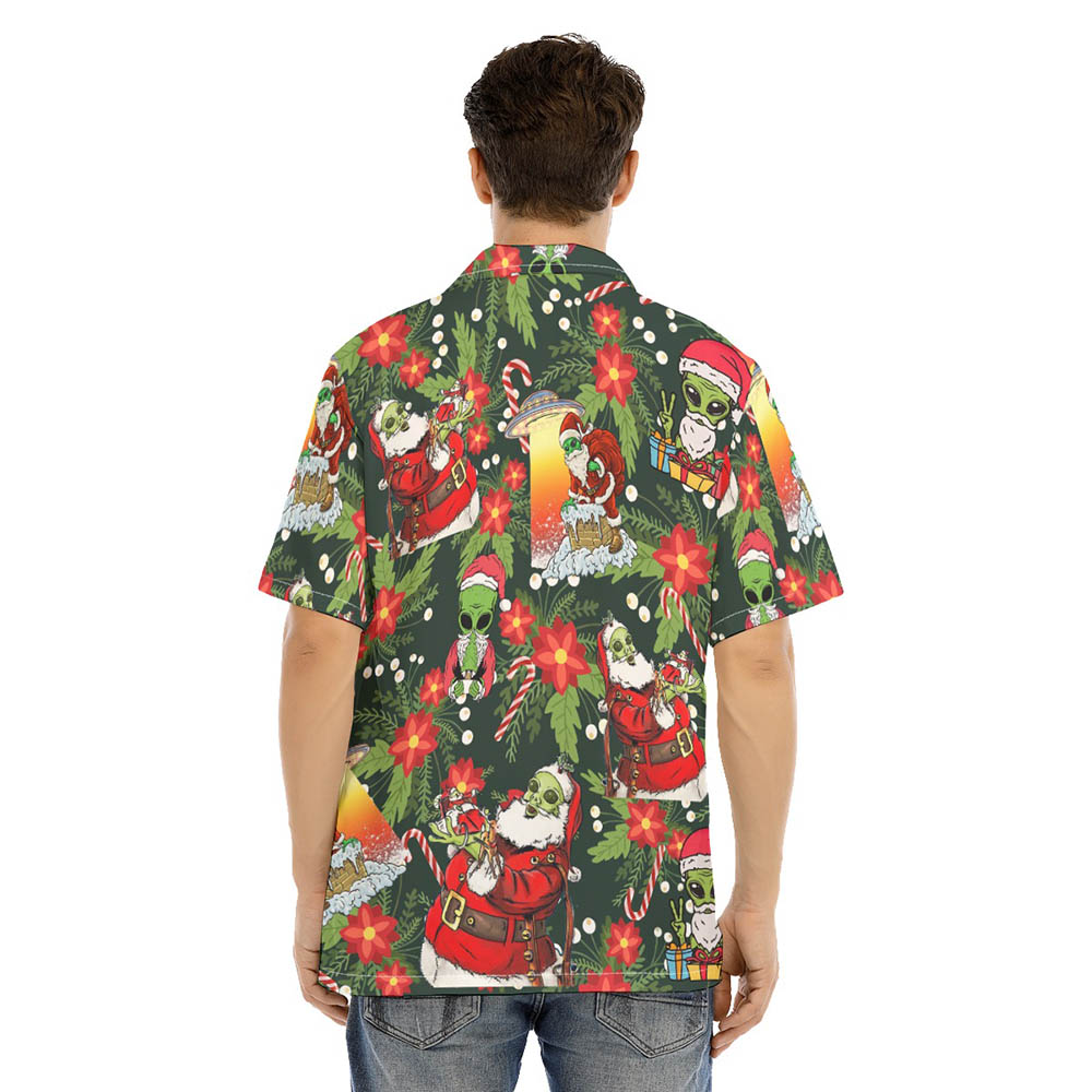 Funny Christmas Santa Alien Hawaiian Shirt