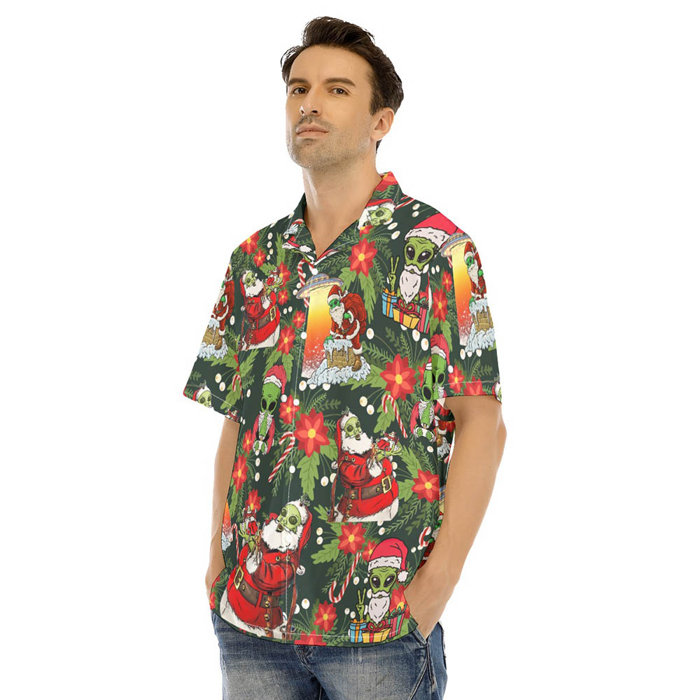 Funny Christmas Santa Alien Hawaiian Shirt