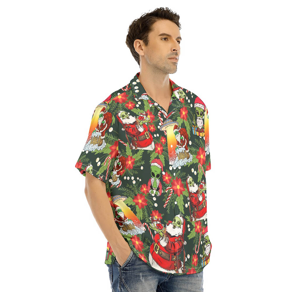Funny Christmas Santa Alien Hawaiian Shirt