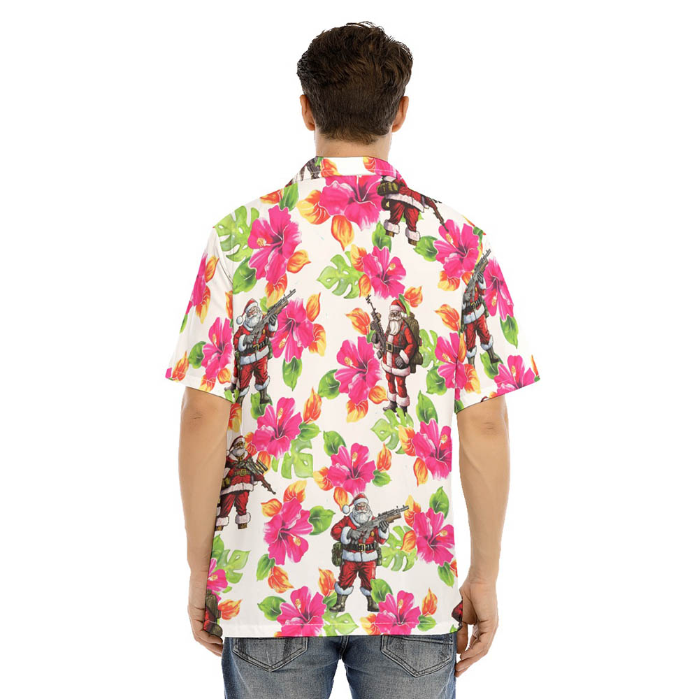 Tactical Santa Claus Christmas Hibiscus Hawaiian Shirt