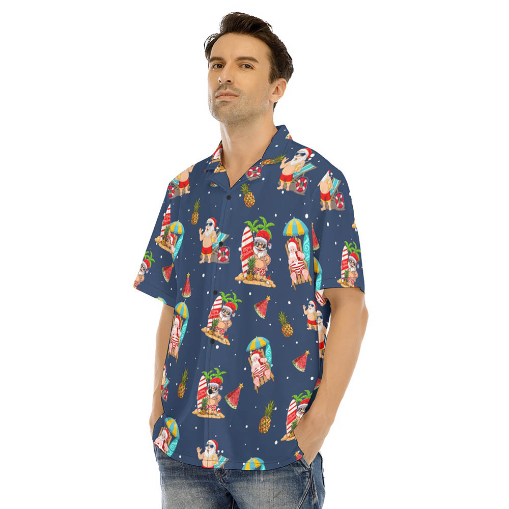 Funny Christmas Santa Summer Vacation Hawaiian Shirt