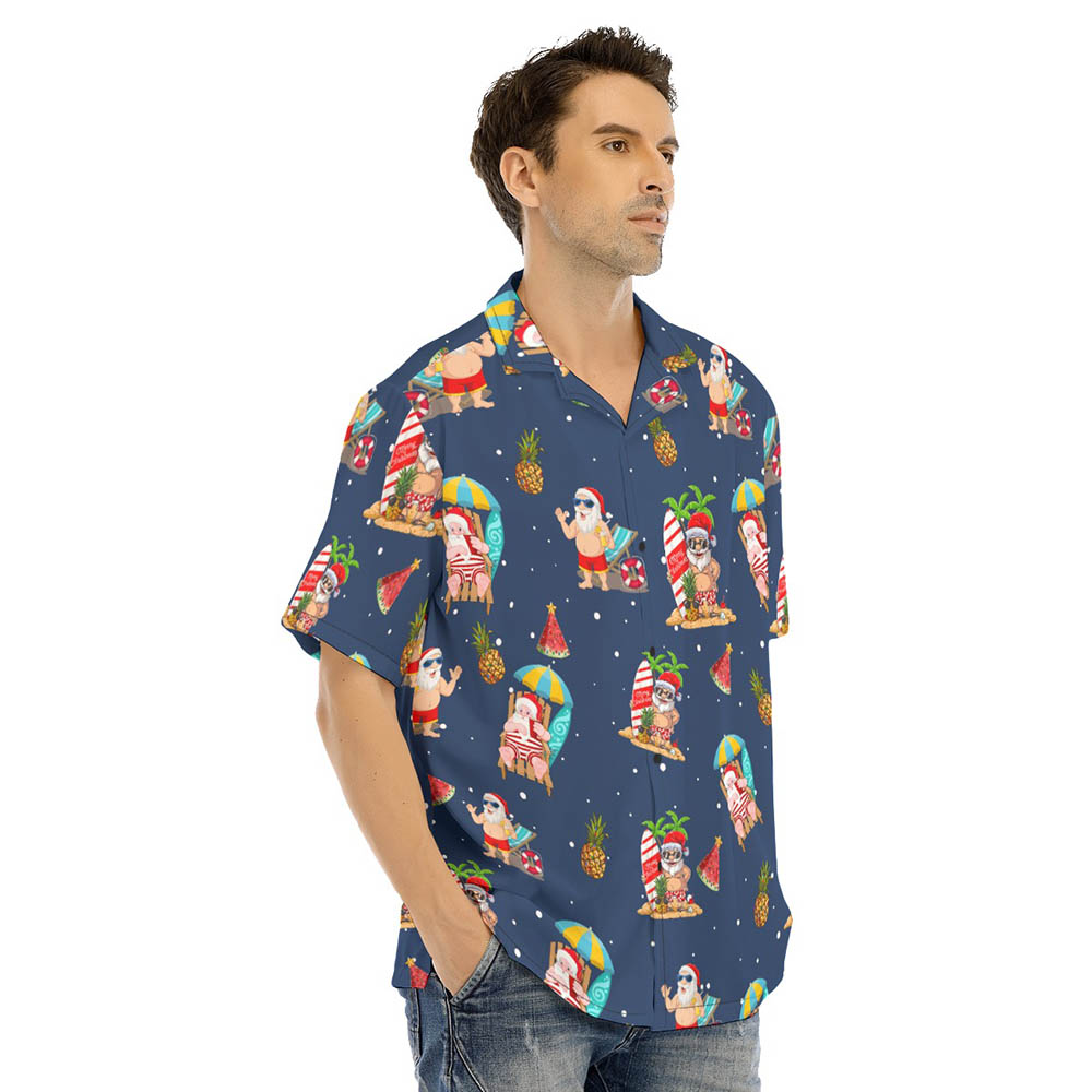 Funny Christmas Santa Summer Vacation Hawaiian Shirt