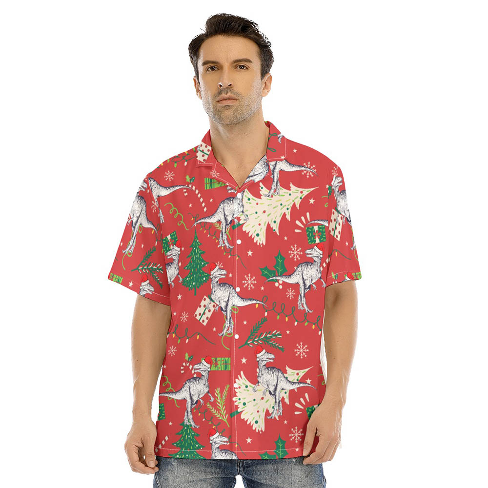 Christmas Dinosaur Red Hawaiian Shirt - variant image 1