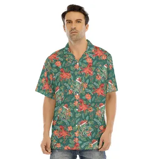Funny Christmas Octopus Poinsettia Floral Hawaiian Shirt