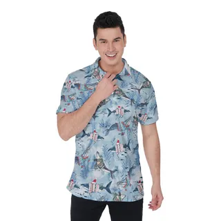 Christmas Whale Classic Hawaiian Polo Shirt For Men