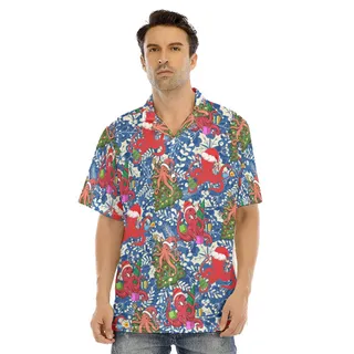 Christmas Octopus Holly Floral Hawaiian Shirt