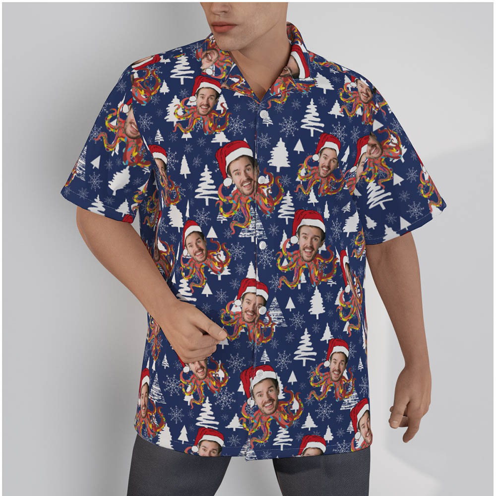 Funny Custom Face Octopus Christmas Hawaiian Shirt - variant image 1