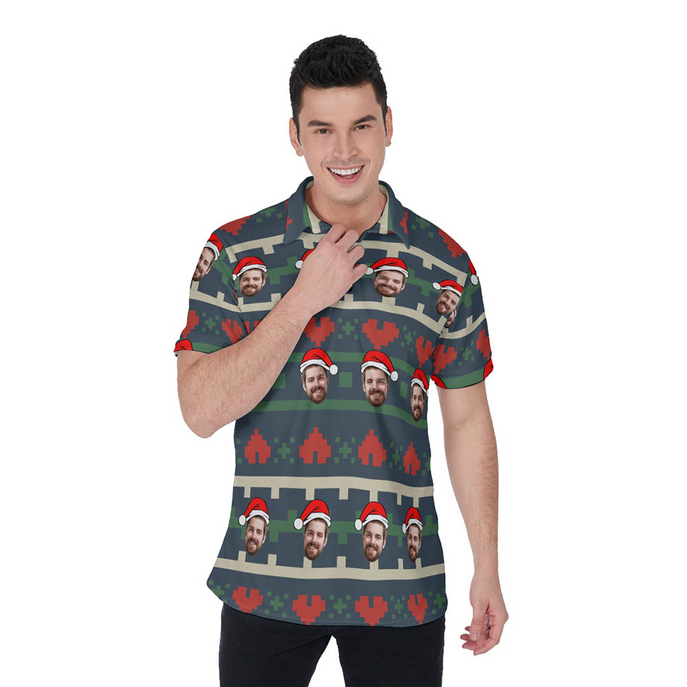 Funny Custom Face Hawaiian Ugly Christmas Polo Shirt For Men - variant image 1