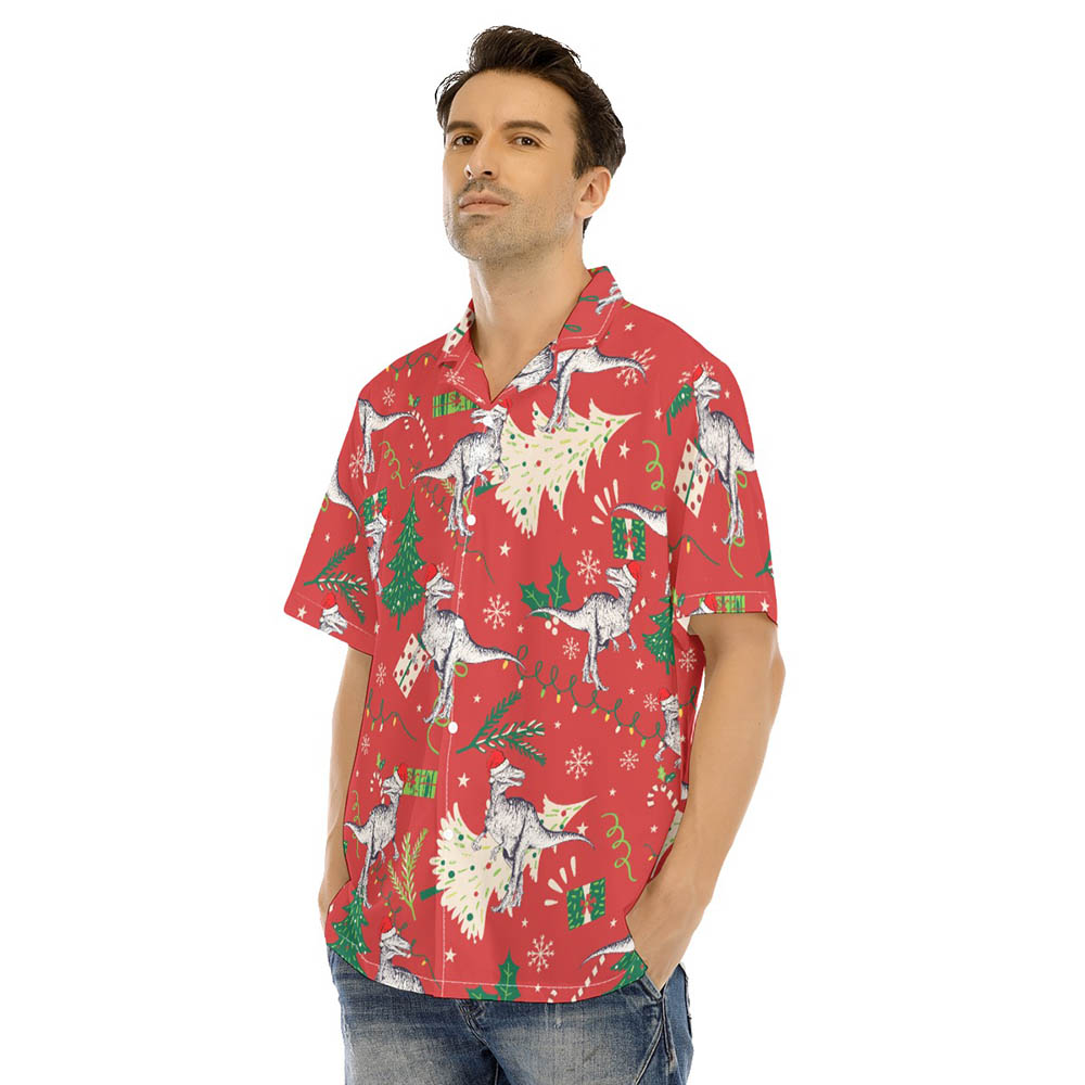 Christmas Dinosaur Red Hawaiian Shirt
