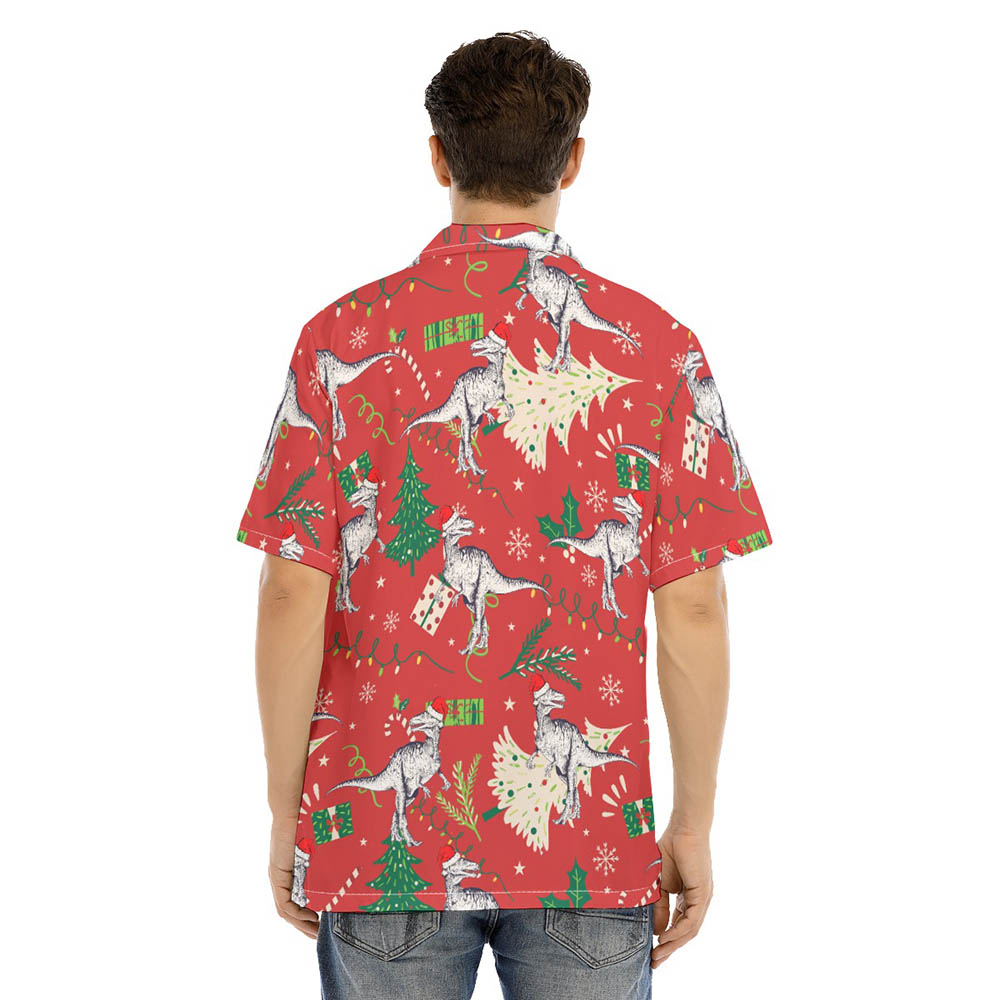 Christmas Dinosaur Red Hawaiian Shirt