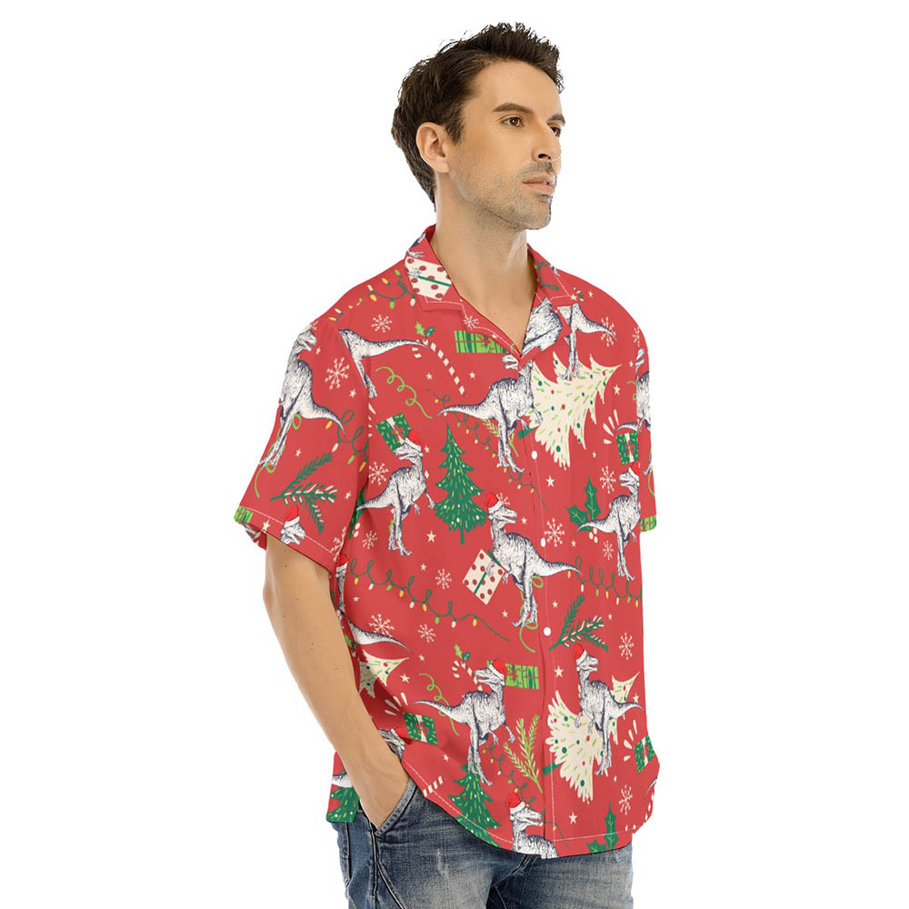 Christmas Dinosaur Red Hawaiian Shirt