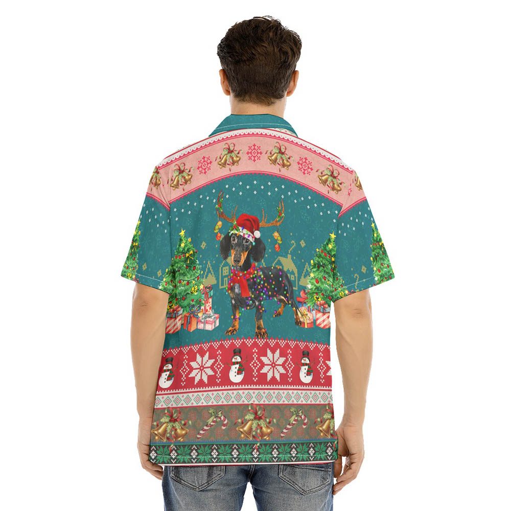 Cute Dachshund Christmas Men's Hawaiian Shirt