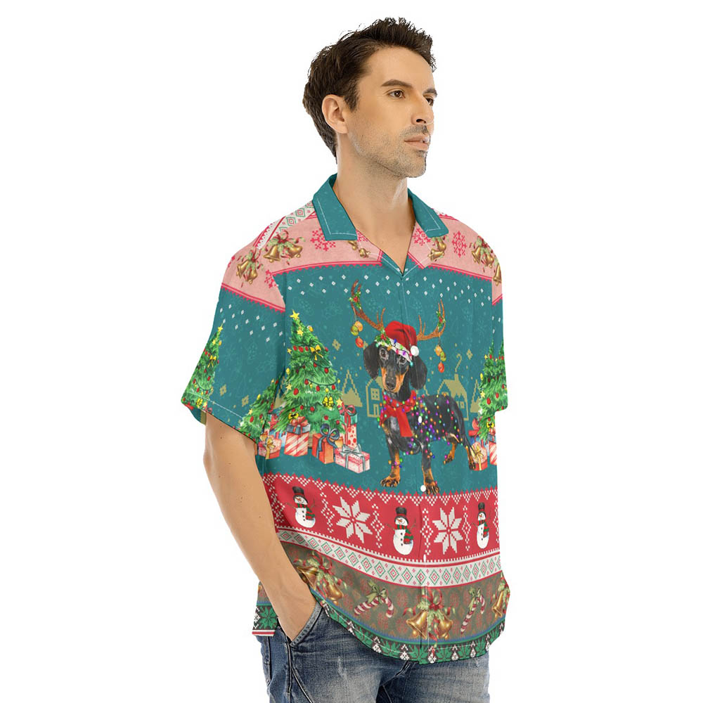 Cute Dachshund Christmas Men's Hawaiian Shirt