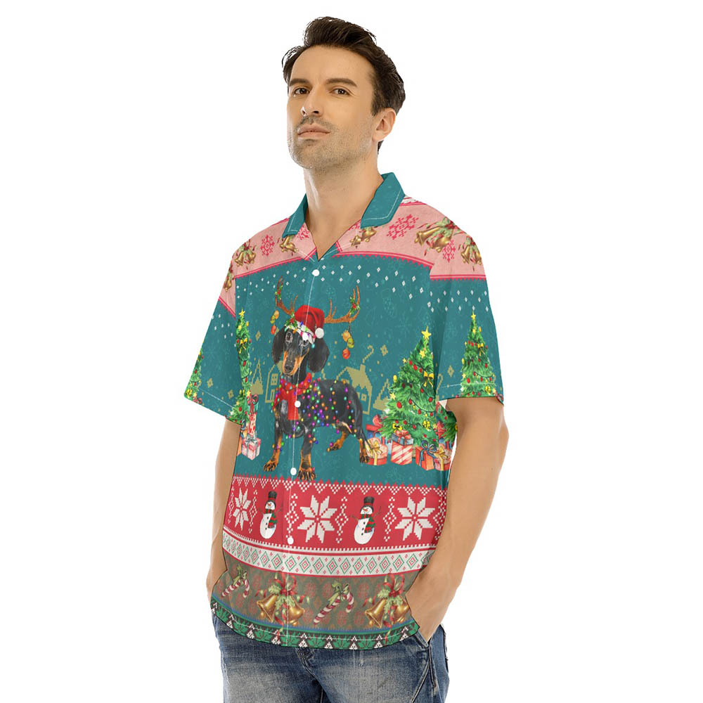 Cute Dachshund Christmas Men's Hawaiian Shirt