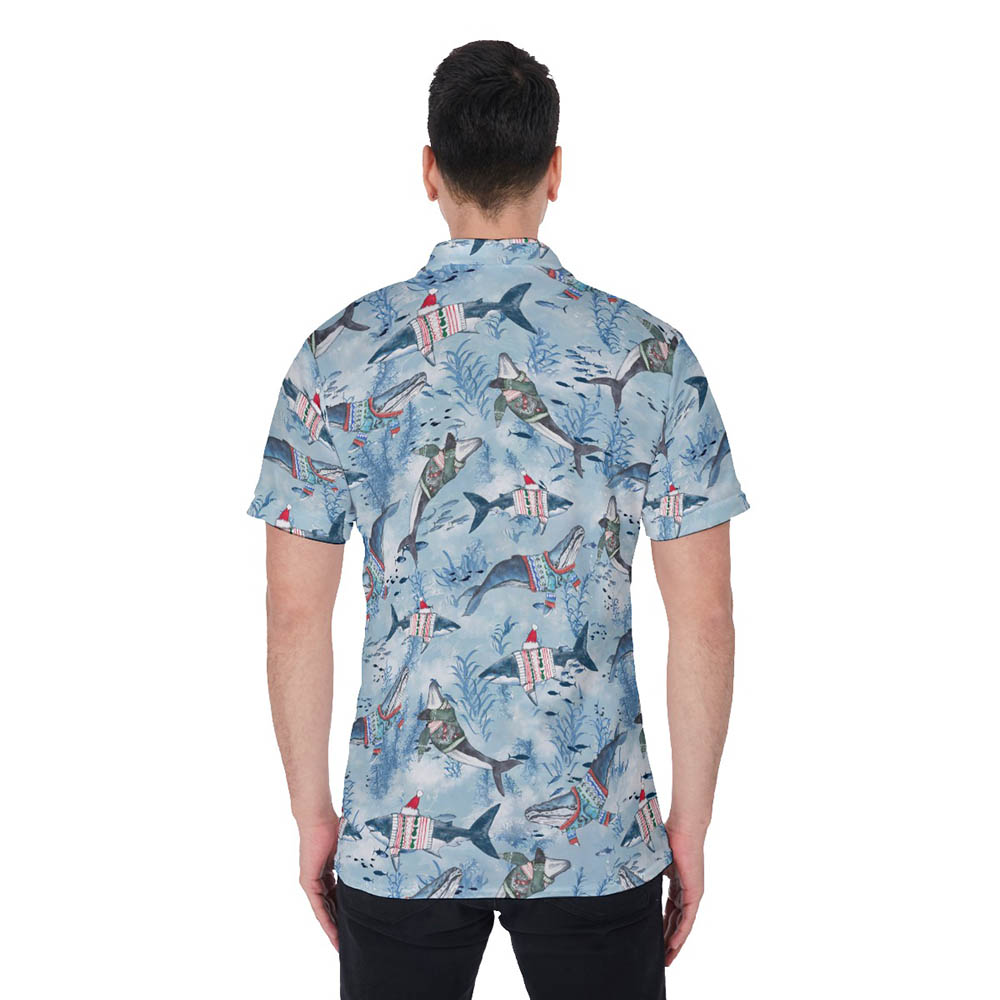 Christmas Whale Classic Hawaiian Polo Shirt For Men