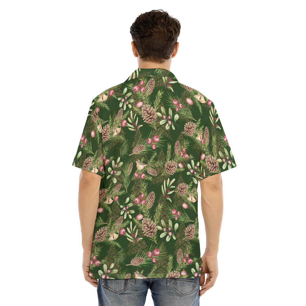 Christmas Santa Riding Sleigh Tropical Green Classic Hawaiian Shirt