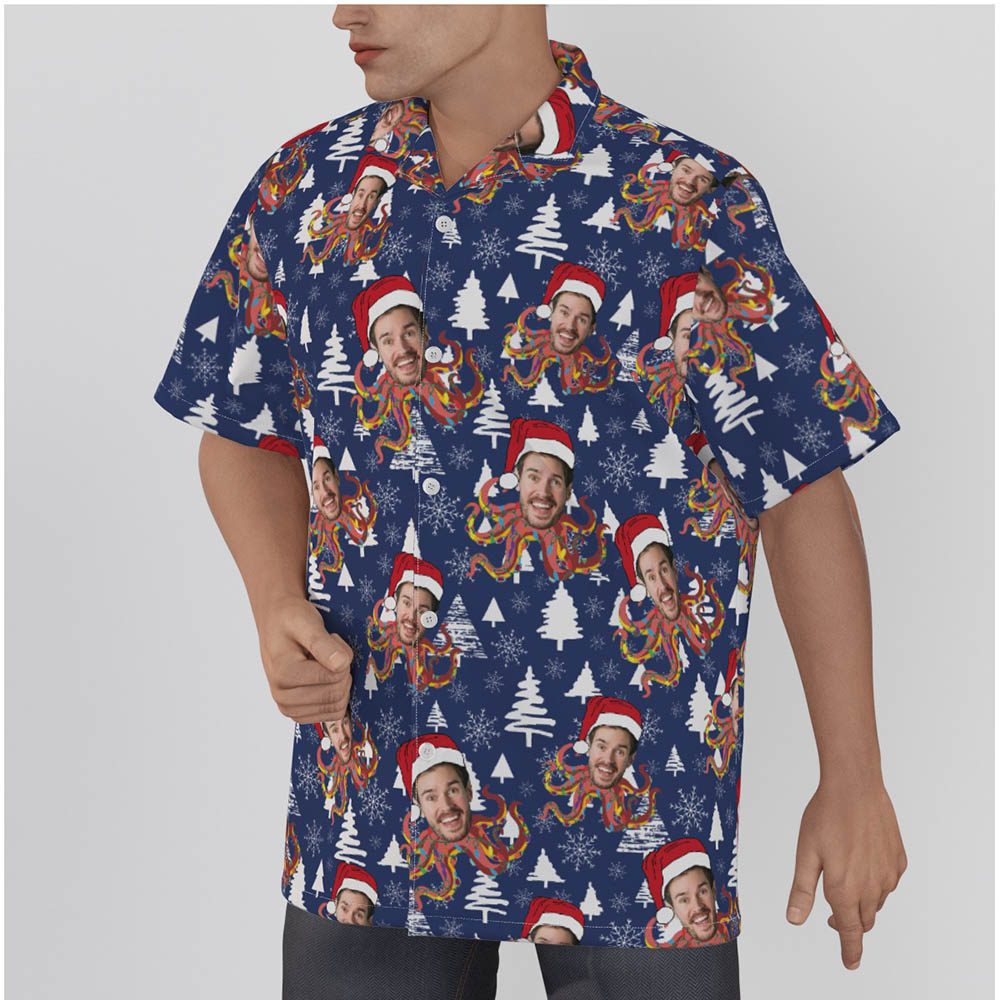 Funny Custom Face Octopus Christmas Hawaiian Shirt
