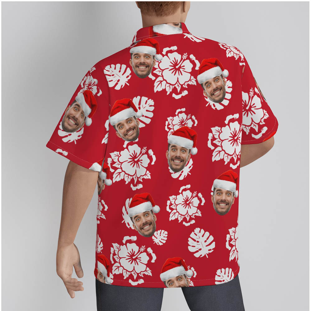 Hibiscus Custom Face Christmas Men's Hawaiian Shirt