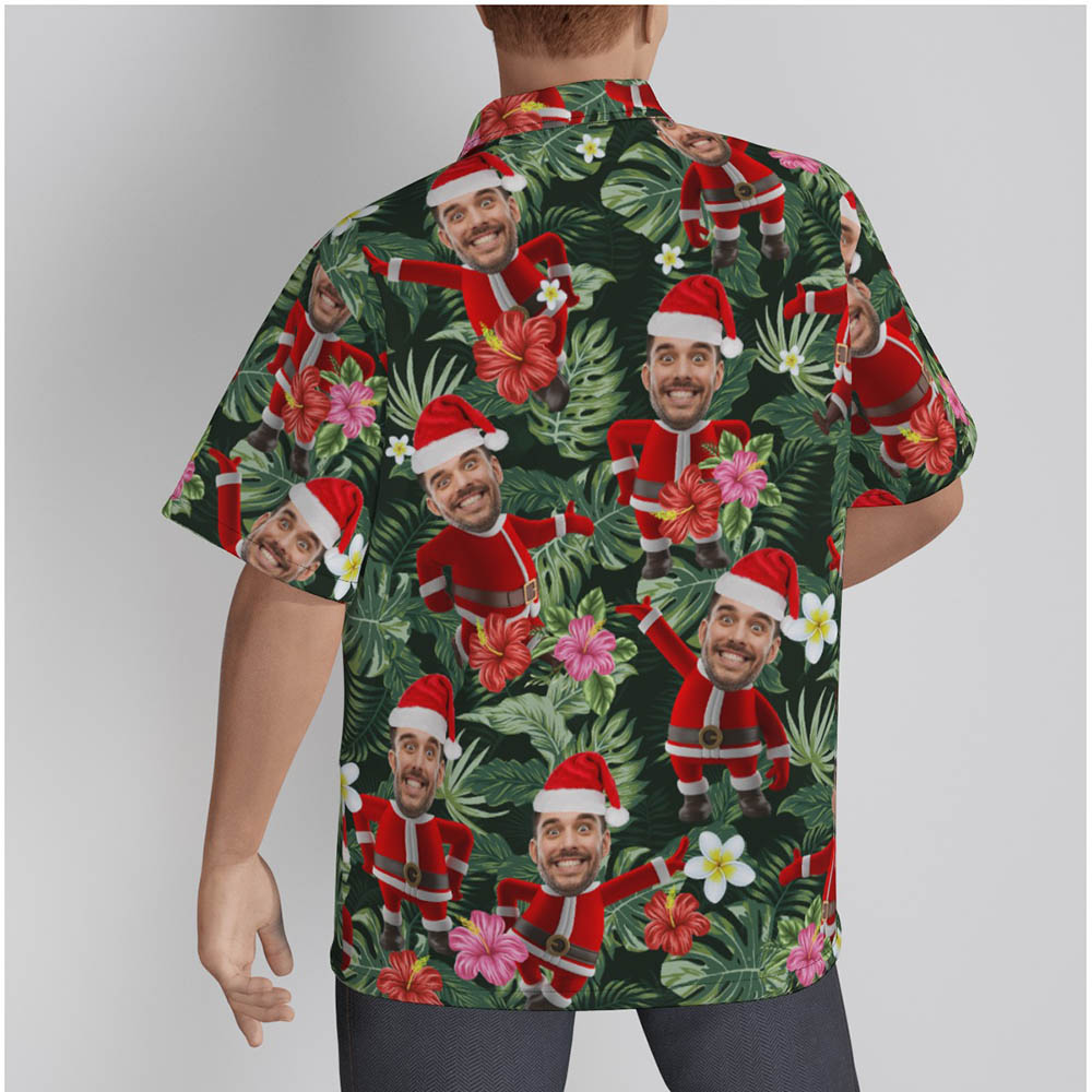 Custom Face Santa Claus Tropical Hawaiian Christmas Shirt