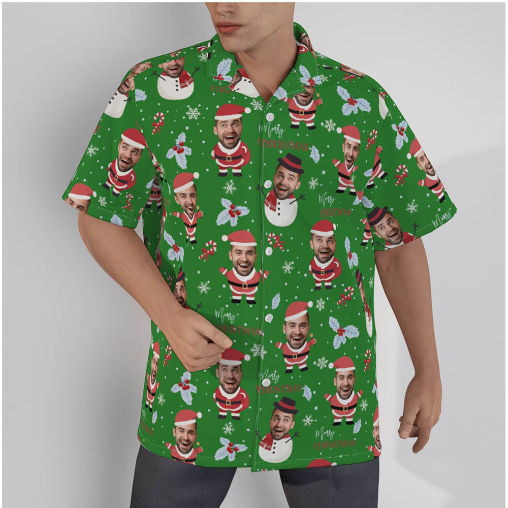 Funny Custom Face With Snowman Santa Christmas Hawaiian Shirt - variant image 1
