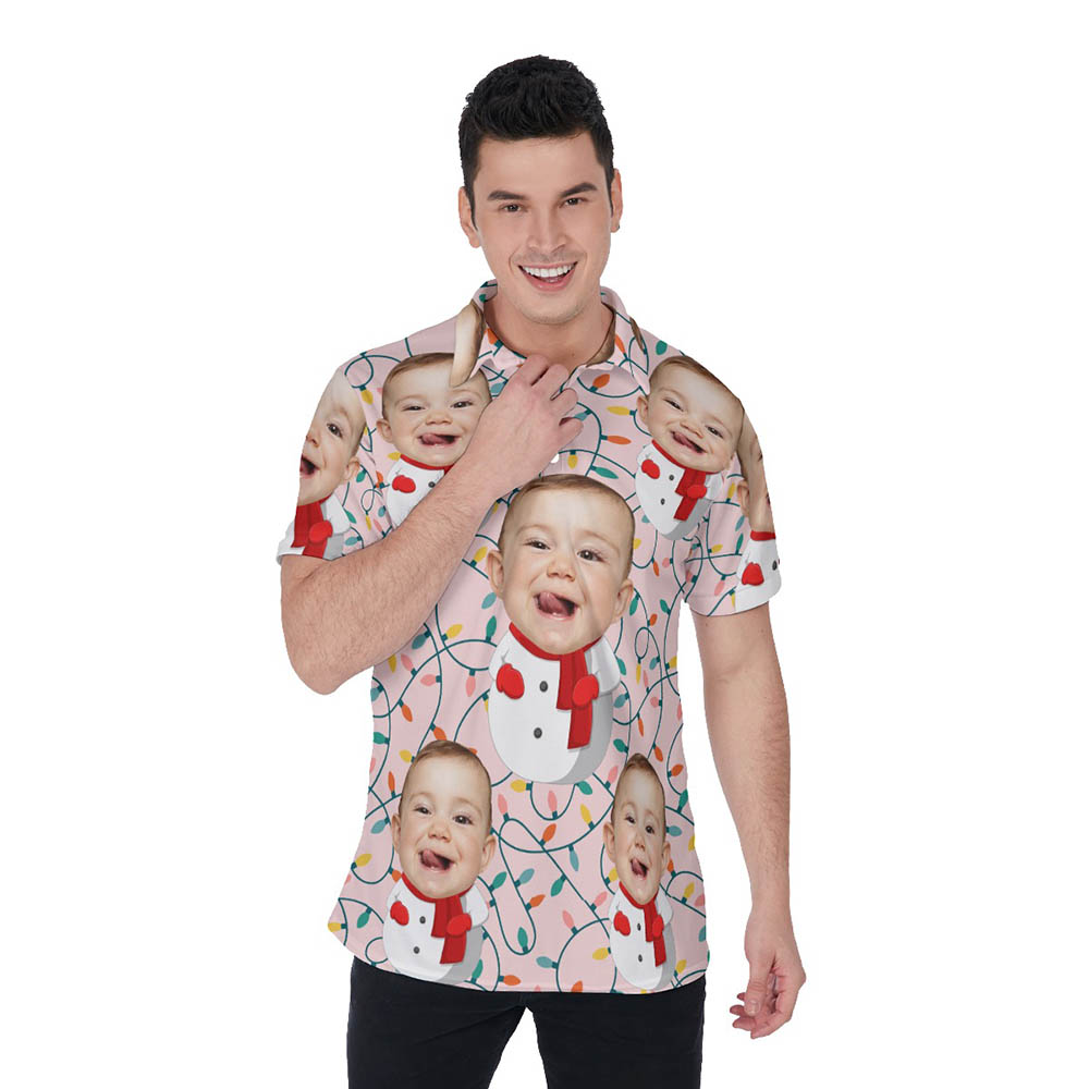 Custom Face Snowman Baby Christmas Hawaiian Polo Shirt - variant image 1