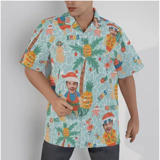 Tropical Custom Face Christmas Men's Hawaiian Shirt
