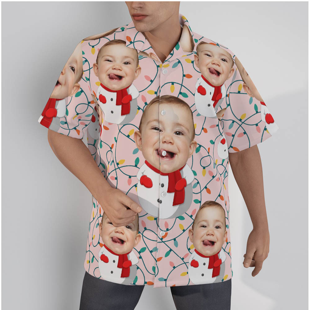 Cute Custom Face Baby Snowman Christmas Hawaiian Shirt - variant image 1