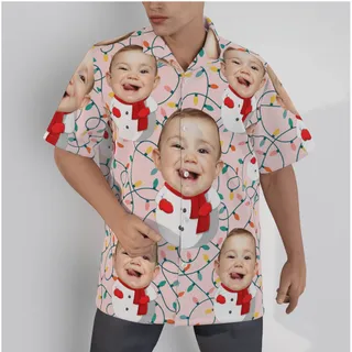 Cute Custom Face Baby Snowman Christmas Hawaiian Shirt